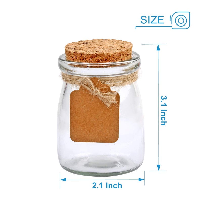 Brajttt 30Pcs Glass Favor Jar With Cork Lidsï¼Œ3.4 oz Small Glass Bottles for Wedding Favor, Party Favor, Gift Jars for Candy, Twine and Labelsï¼ŒMultifunctional,Great Decoration 100 ML - Image 2